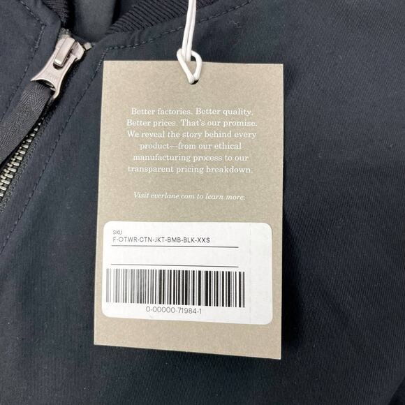 Everlane Womens Cotton Bomber Jacket XXS Black Oversized Zip Front NWT - Picture 9 of 9